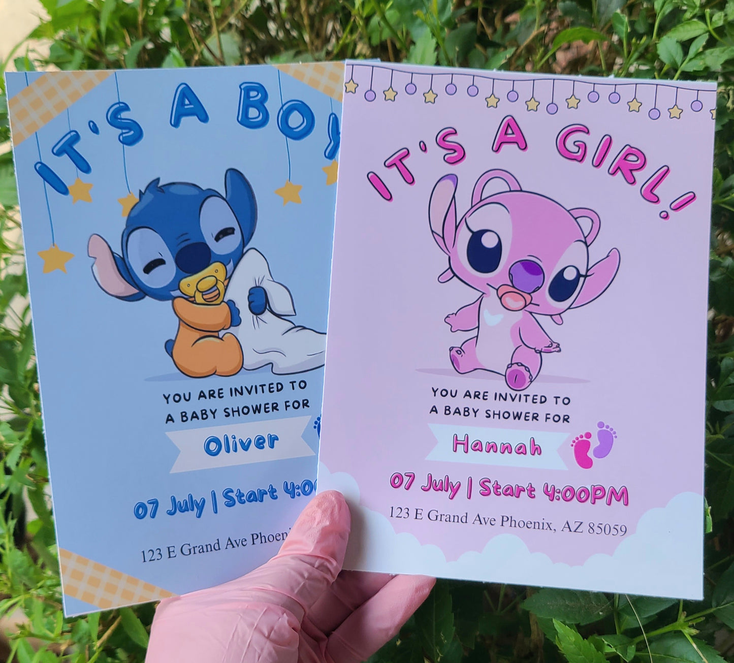 Baby Stitch and Angel Baby Shower Invitation