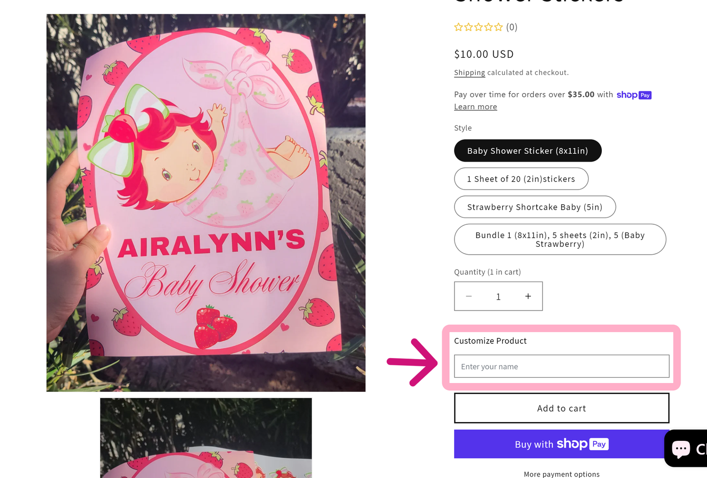 Strawberry Shortcake Baby Shower Stickers