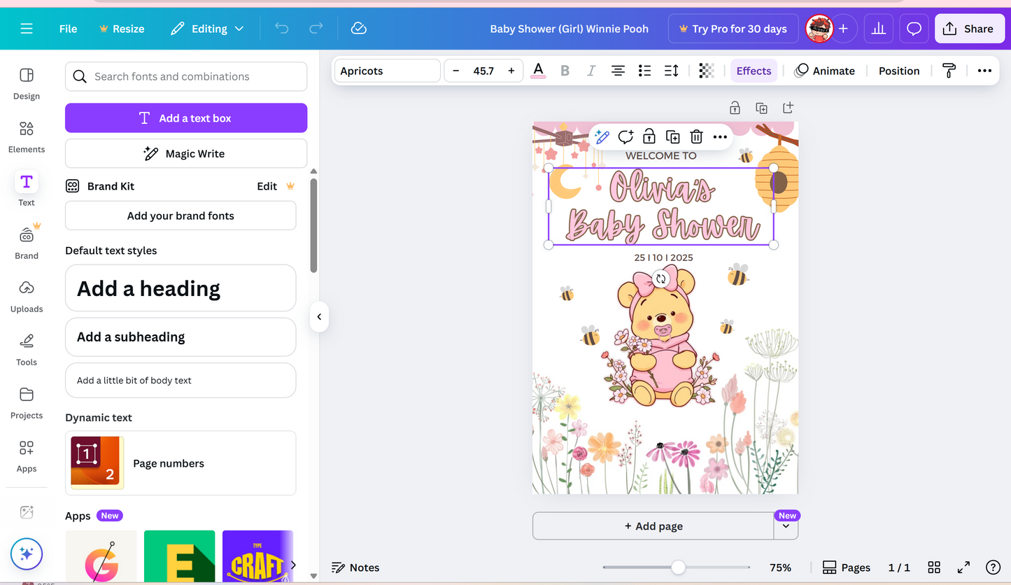 Winnie Pooh Baby Shower Invitation